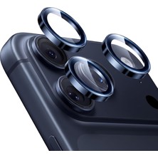 Aydogan's iPhone 17 Pro / 17 Pro Max Ile Uyumlu Safir Lens Koruyucu Ultra Dayanıklı Kolay Kurulum Aparatlı Parmak Izi Bırakmayan Yansıma Önleyici Kamera Lensi Koruma (Koyu Mavi)