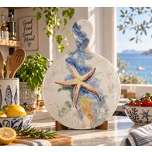 Muguetarts %100 El Emeği Deniz Yıldızı Seramik Dikdörtgen Sunumluk 25CM