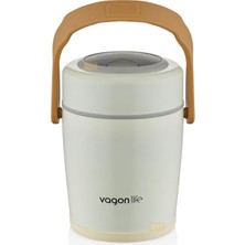 Aydogan's Vagonlife Bento 1600ML Lunchbox 2 Kaseli 4-6 Saat Sıcak/soğuk Termos Özellikli Çelik Sefer Tası Yemek Kutusu (Beyaz)