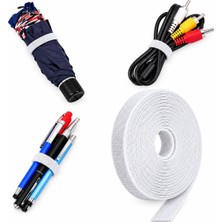 Jetfast Beyaz Renk 5 Metre 1 cm Cırt Cırt Sabitleyici Kablo Düzenleyici Eşya Sabitleyici Şerit Cırt
