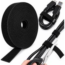 Jetfast 5 Metre x 1 Cm Siyah Renk Cırt Cırt Sabitleyici Bilgisayar Ev Kablo Tutucu Düzenleyici Toparlayıcı