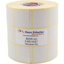 Aydogan's Eko Termal Etiket, 30MM x 25MM 3000 Adetli 3lü Yan Yana Sarılmış Rulolar 40MM Kuka Çapında Direk Termal Transfer Etiketi