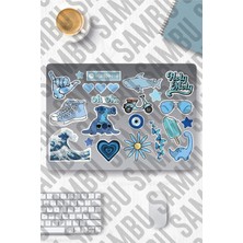 Aydogan's Blue Aesthetic Sticker Etiket Seti 1 - Mavi Sticker - Laptop Notebook Telefon