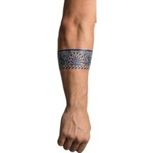 Tribal Güneş Desenli 24 cm Kol Bant Dövmesi; Aylık Yarı Kalıcı Tasarım