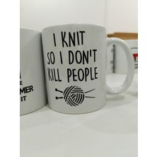 Aydogan's I Knit So I Don't Kill People Kupa - Örgü Tutkunları Komik Seramik Bardak Hediyesi 325ML