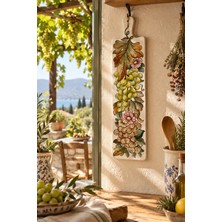 Muguetarts %100 El Emeği Bağ Bozumu Seramik Dikdörtgen Sunumluk 70X20 cm