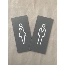 Mat Antrasit Lux Kadın Erkek Wc Yönlendirme Levhası Kapı Isimliği