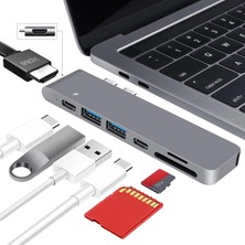 Aydogan's Tr-80 MacBook Pro Air USB Adaptör Hub, 7 In 1 4K HDMI 2x USB 3.0 Thunderbolt 3 Pd Hızlı Şarj Tamamı Metal Kasa
