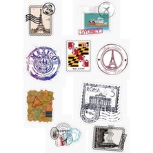 Aydogan's Pul Tasarımlı Vintage Dünya Şehirleri Temalı Sticker Seti