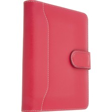 Aydogan's 5164 Ajanda Tarihsiz Kareli 14X20 Cm. Ajanda/defter Hesap Makineli Suni Deri Organizer, Fuşya