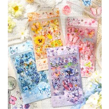 Aydogan's Kolbi Craft 4 Sayfa 70 Adet Şeffaf Sarı Kelebek Çiçek Sticker Bullet Journal Scrapbook Laptop Ajanda Planlayıcı