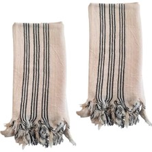 Aydogan's Geleneksel Türk Peşkiri, El Havlusu, Pamuklu 50X90 Cm. 2 Adet (Siyah Ince Çizgi)