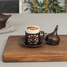 Aydogan's (1 Adet Türk Yunan Arap Kahvesi Espresso Fincanı Tabağı (Lale) (Antik Bakır)
