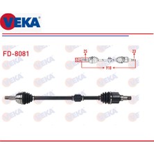 Komple Aks Sağ Tourneo Courier 1,0/1,5 Ecoblue 1,5/1,6 Tdci 2014+ 918 Mm. JT763B436AB Veka FD-8081