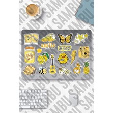 Aydogan's Yellow Aesthetic Temalı Sticker Etiket Seti 1 - Sarı Sticker - Laptop Notebook Telefon