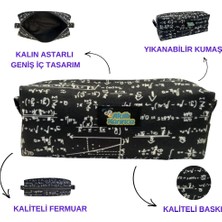 Aydogan's Matematik Formüllü Kalem Kutusu, Tek Gözlü, Siyah Beyaz Desenli, Fermuarlı Okul Kalemliği