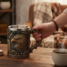 Hediyesahibi Kartal Figürlü 3 D Kabartmalı Paslanmaz Çelik Kupa Bardak