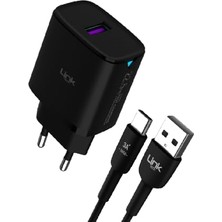 C306 22.5W Qc3.0 USB Çıkışlı Type-C Kablolu Şarj Aleti, Siyah