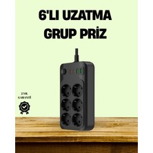 Pileli Store 2500W Güçlü 6’lı Priz USB ve Type-C Çıkışlı Termal Korumalı