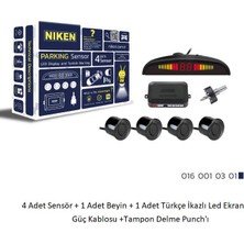 Üniversal 12V Park Sensörü LED Ekran / Türkçe Sesli Uyarı - Siyah 22MM. Niken 0160010301