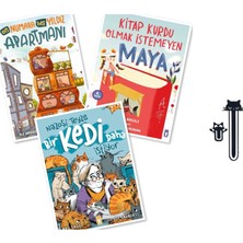 Timaş Çocuk 2.sınıf ve 3.sınıf Okuma Kitapları (On Numara Beş Yıldız Apartmanı - Kitap Kurdu Olmak Istemeyen Maya - Nazoşi Teyza Bir Kedi Daha Istiyor) +2 Aba Kitap Ayracı