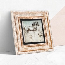 Aydogan's Leonardo Da Vinci At Heykeli Taş Duvar Tablosu - Çerçeveli Taş Tablo - Dekoratif Duvar Sanatı - Modern Ev ve Ofis Duvar Dekoru T1-16