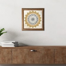 Aydogan's Pinecone Şems Suresi Taş Duvar Tablosu Ahşap Çerçeveli Duvar Dekoru Wall Art 25X25CM W1-205