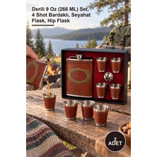 Yenilig 2 Adet Matara – Derili 9 Oz (266 Ml) Set, 4 Shot Bardaklı, Seyahat Flask, Hip Flask