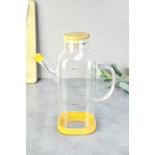 Bambu Kapaklı Borosilikat Cam Kare Yağlık, 800 ml
