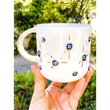 Aydogan's Premium Kalite 24 Ayar Altın Kaplama Nazar Mug, El Yapımı Mug 400 ml 45NT1