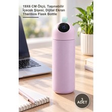 Yenilig 3 Adet Dijital Göstergeli Termos – 19X6 cm Ölçü, Taşınabilir Içecek Şişesi, Dijital Ekran Thermos Flask Bottle