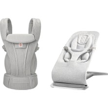 Ergobaby Bouncer & Taşıyıcı Seti | Evolve Light Grey & Omni Deluxe Mesh Pearl Grey