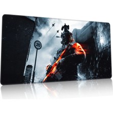 Duvarda Battlefield Gaming Oyuncu 90X40 cm Mousepad Kaymaz Taban Xl Mousepad
