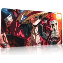 Duvarda Luffy Anime Gaming Oyuncu 90X40 cm Mousepad Kaymaz Taban Xl Mousepad