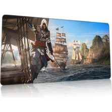 Duvarda Assassins's Creed Gaming Oyuncu 90X40 cm Mousepad Dikişli Kaymaz Taban Xl