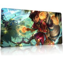 Duvarda League Of Legends Milio Gaming Oyuncu 90X40 cm Mousepad Dikişli Kaymaz Taban Xl
