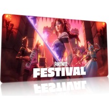 Duvarda Fortnite Gaming Oyuncu 90X40 cm Mousepad Kaymaz Taban Xl Mousepad