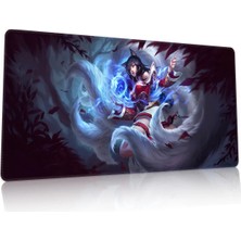 Duvarda League Of Legends Ahri Gaming Oyuncu 90X40 cm Mousepad Dikişli Kaymaz Taban Xl