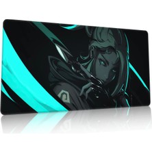 Duvarda Valorant Jett Gaming Oyuncu 90X40 cm Mousepad Dikişli Kaymaz Taban Xl