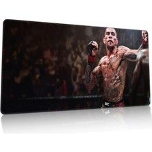 Duvarda Ufc Alex Pereira Gaming Oyuncu 90X40 cm Mousepad Dikişli Kaymaz Taban Xl