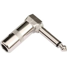 10852 Gitar Jack 6.3 mm Mono L Tip Metal Jack Gümüş