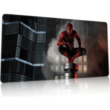 Duvarda Spider Man Gaming Oyuncu 90X40 cm Mousepad Kaymaz Taban Xl Mousepad