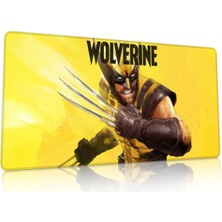 Duvarda Wolverine Gaming Oyuncu 90X40 cm Mousepad Dikişli Kaymaz Taban Xl