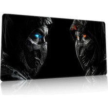 Duvarda Mortal Kombat Gaming Oyuncu 90X40 cm Mousepad Dikişli Kaymaz Taban Xl
