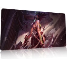 Duvarda League Of Legends Akali Gaming Oyuncu 90X40 cm Mousepad Dikişli Kaymaz Taban Xl