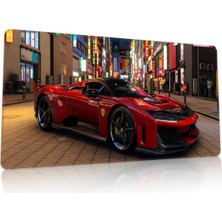 Duvarda Forza Horizon Ferrari Gaming Oyuncu 90X40 cm Mousepad Kaymaz Taban Xl Mousepad