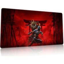 Duvarda Ghost Of Tsushima Gaming Oyuncu 90X40 cm Mousepad Kaymaz Taban Xl Mousepad