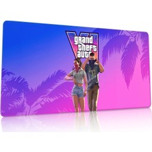 Duvarda Gta 6 Gaming Oyuncu 90X40 cm Mousepad Kaymaz Taban Xl Mousepad