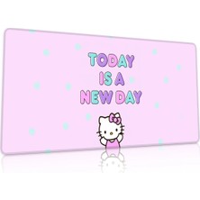 Duvarda Hello Kitty Gaming Oyuncu 90X40 cm Mousepad Kaymaz Taban Xl Mousepad
