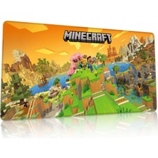 Duvarda Minecraft Oyuncu Gaming 90X40 cm Mouse Pad Dikişli Kaymaz Taban Xl Mousepad